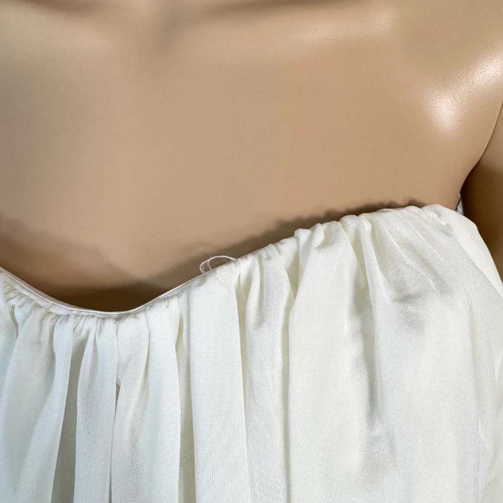 EXPRESS RUCHED STRAPLESS IVORY PEPLUM TUBE TOP - Picture 5 of 13